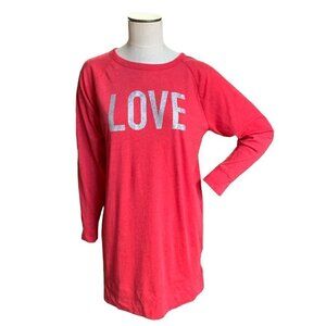 Victoria's Secret M Long Sleeve Sleep Shirt/Tunic/Tee/PJ Red "Love" Graphic 52T